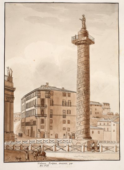 Columna de Trajano, rodeada por una cerca por Pío VII de Agostino Tofanelli